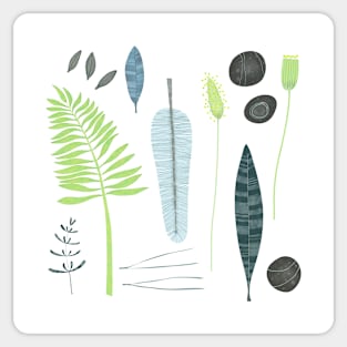 Nature Leaves Stones and Feathers Sticker